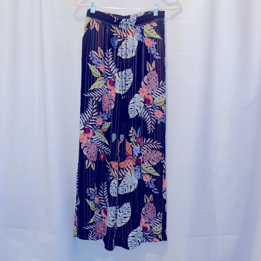 NY Collection Floral Palazzo Wide-leg Pants size S